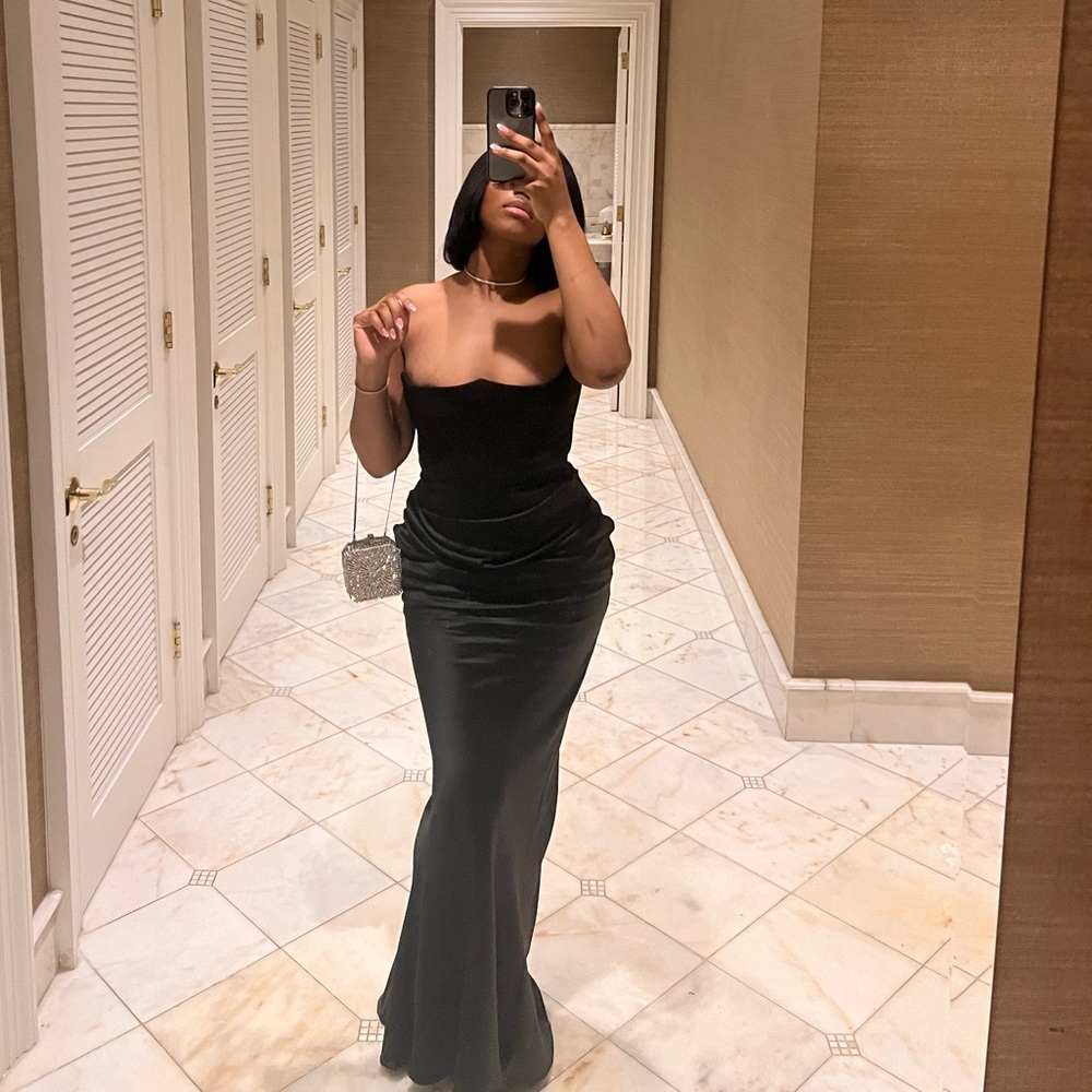 House of CB black strapless corset dress